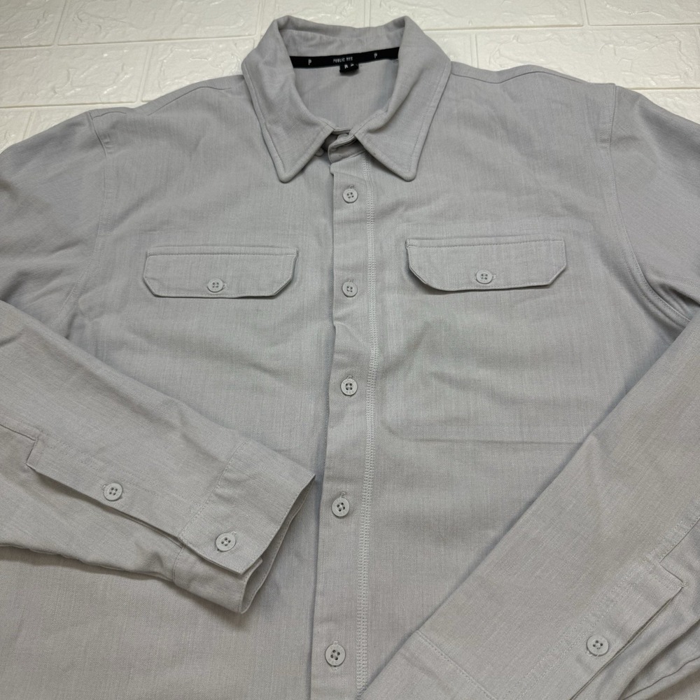 Public Rec Shirt Mens Medium  Gray Solid Long Sleeve Button Up Casual Outdoor
